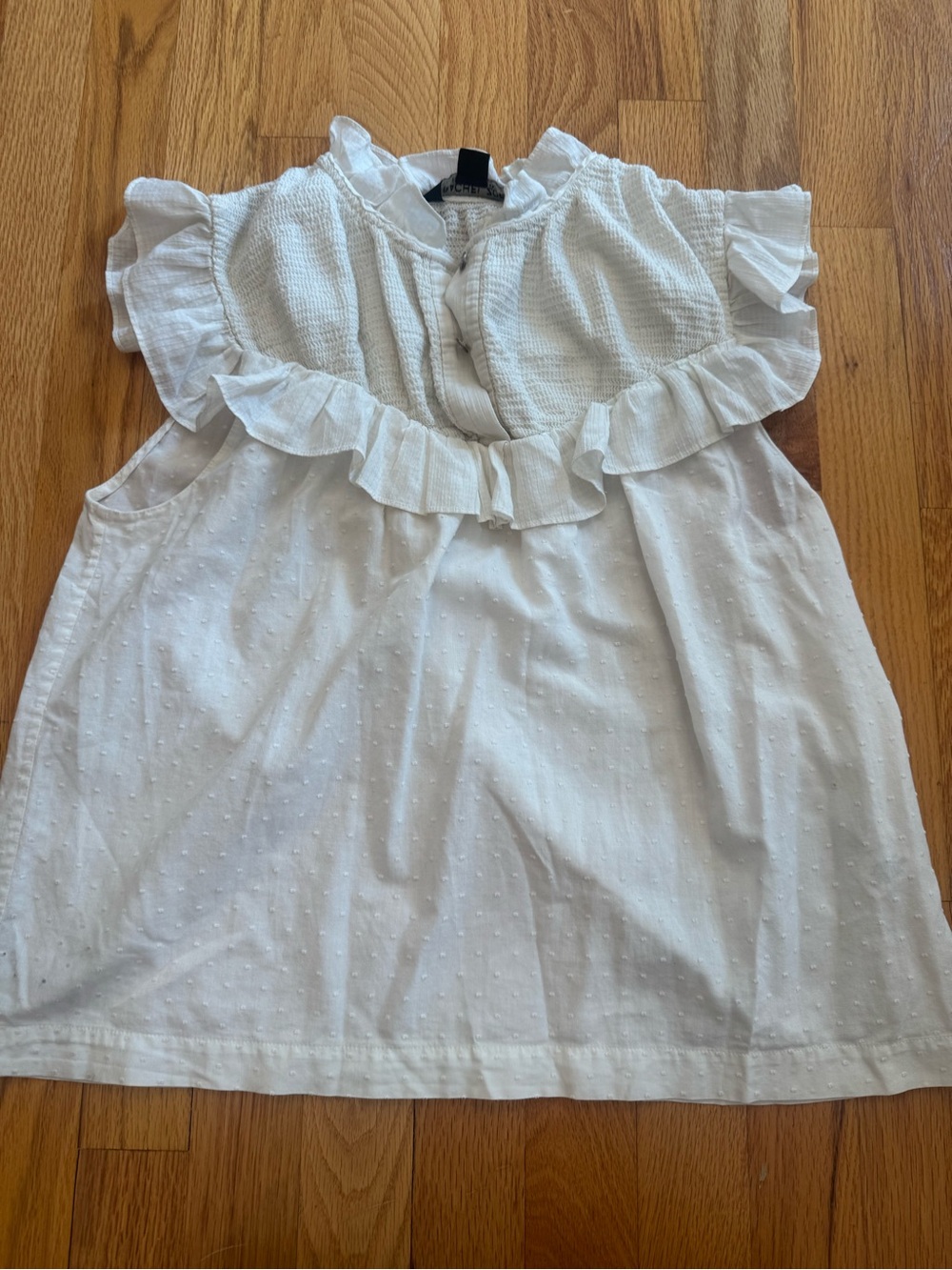 Rachel Zoe Cream Swiss Dot Cotton Ruffle Blouse Size 4
